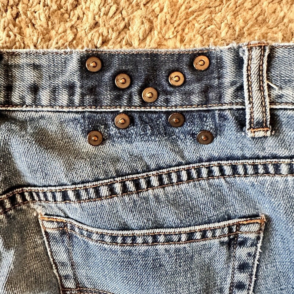 VTG Express Women's Jeans Sz 7 / 8 Denim Bronze Beads Mid Rise Bootcut Jeans Y2K - Picture 16 of 16